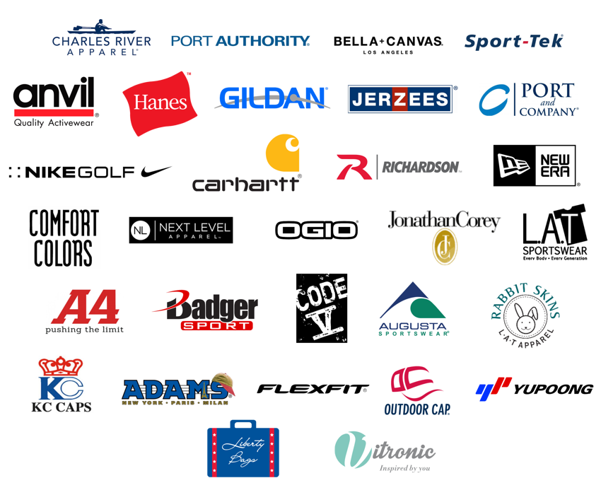 Logos of available brands we carry